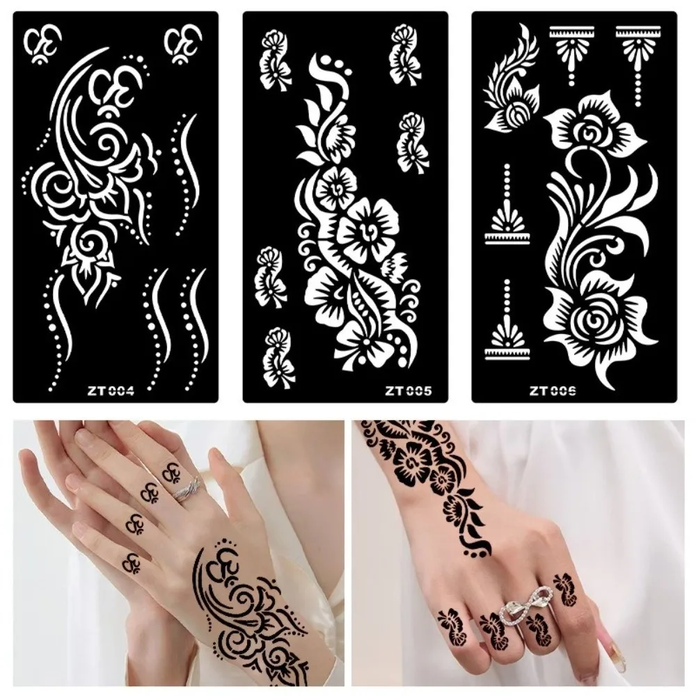 

Модные персонализированные временные татуировки с цветочными узорами в этническом стиле Индии, ажурные татуировки для тела, рук и ног для девушек