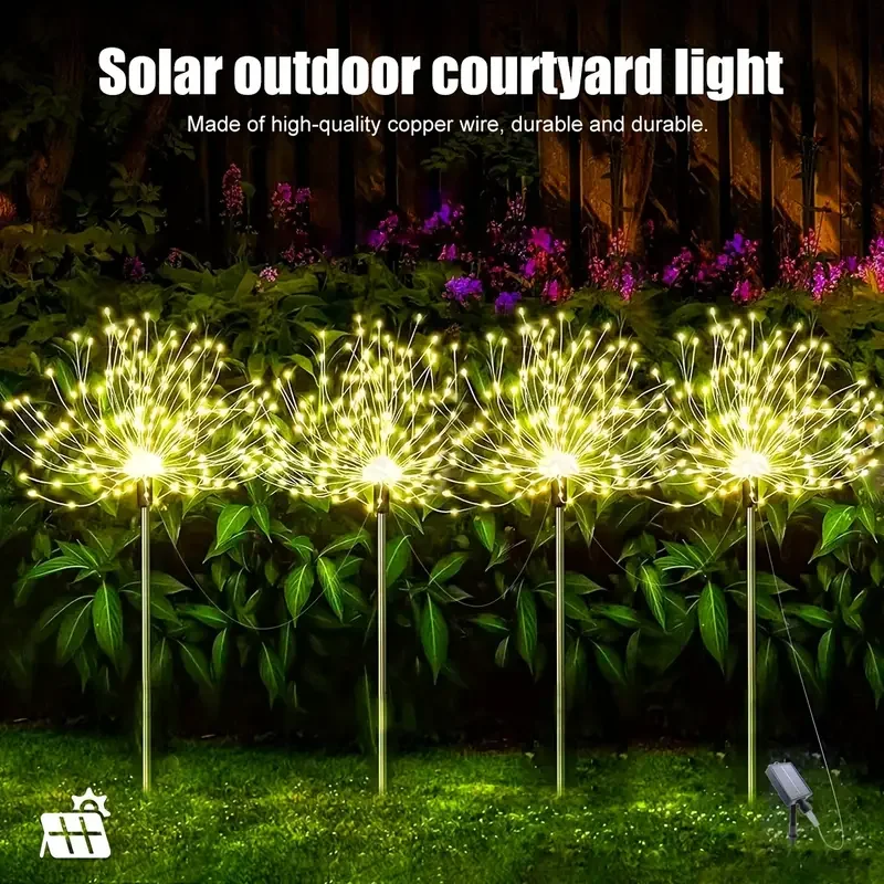 Imagem -06 - Outdoor Solar Firework Lights For Garden Modos de Iluminação Faça Você Mesmo Starburst Fairy Lights Yard Decoração 320 Leds 240leds Pack