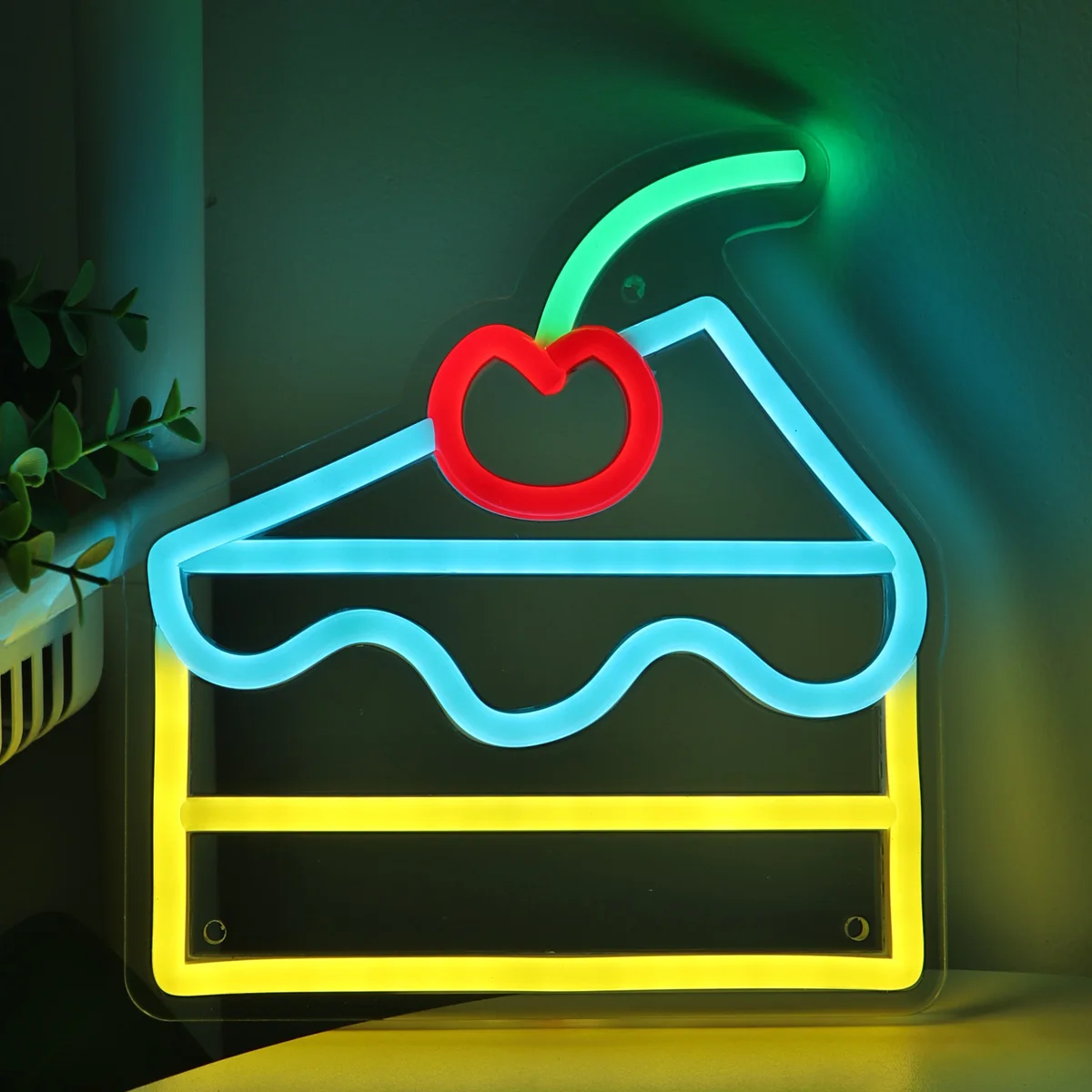 Imagem -04 - Led Wall Neon Sign para Decoração do Quarto Bolo de Cereja Festa de Aniversário Presentes 7.2 in 7.83 in 1pc