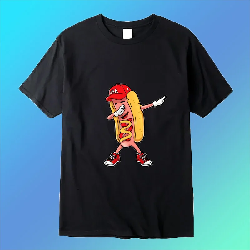 

Dip hot dogs and do Hip Hop Dab - Fun print fashion Street wear trend Summer Men women universal short sleeve T-shirts