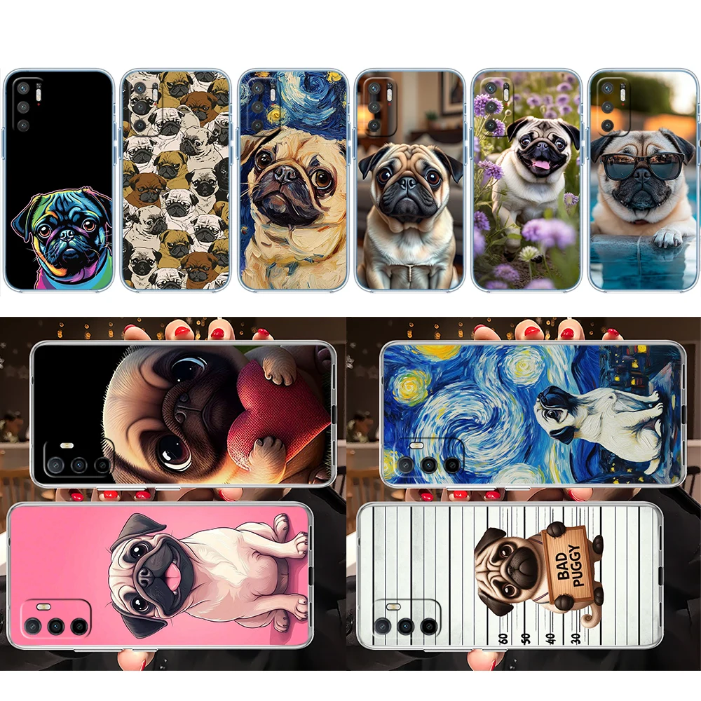 Capa de Telefone LO27 com Estampa de Cachorro Pug para Motorola Moto E13 E15 E20 E22 E22I E22S E30 E32 E40 E7 E7I G Plus Power Play Stylus G22 G14
