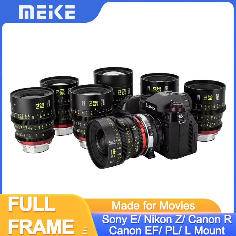 Meike Full Frame Prime Cinema Movie Lens 16mm T2.5,24mm 35mm 50mm 85mm 105mm T2.1 135mm T2.4 Canon EF,RF,Sony E,PL L Nikon Z RED