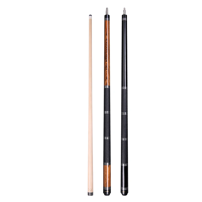 CUPPA – queue de billard professionnelle, bâton conique en bois massif + arbre de tuyau en carbone 1/2, poignée en cuir fendue 147cm 12.5mm