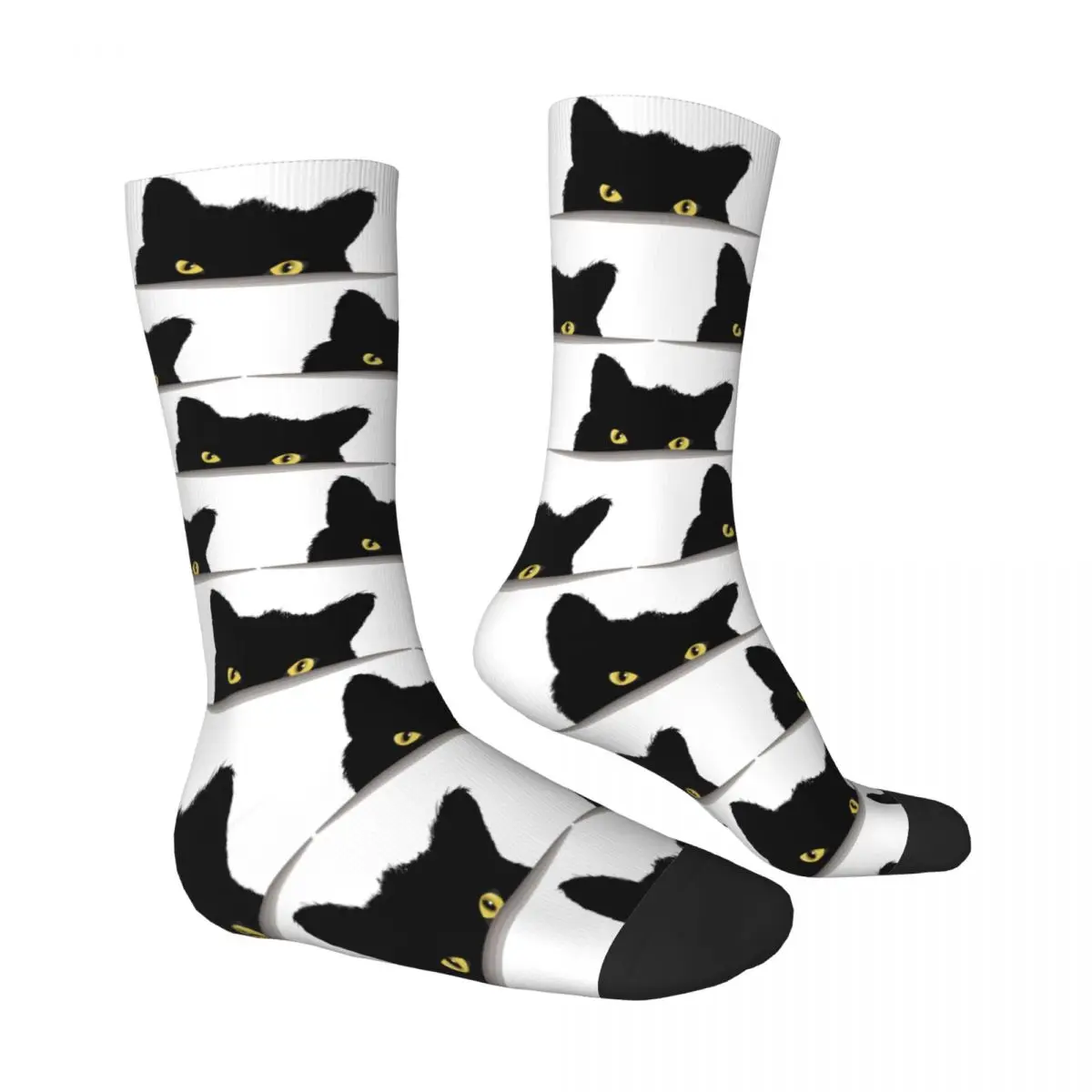 Black Cat Peeking Socks Harajuku High Quality Stockings All Season Long Socks Accessories for Unisex Christmas Gifts