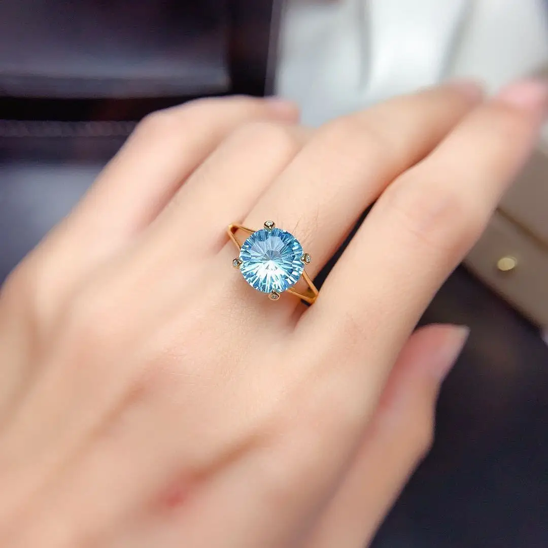 

Single 14k gold laboratory aquamarine ring