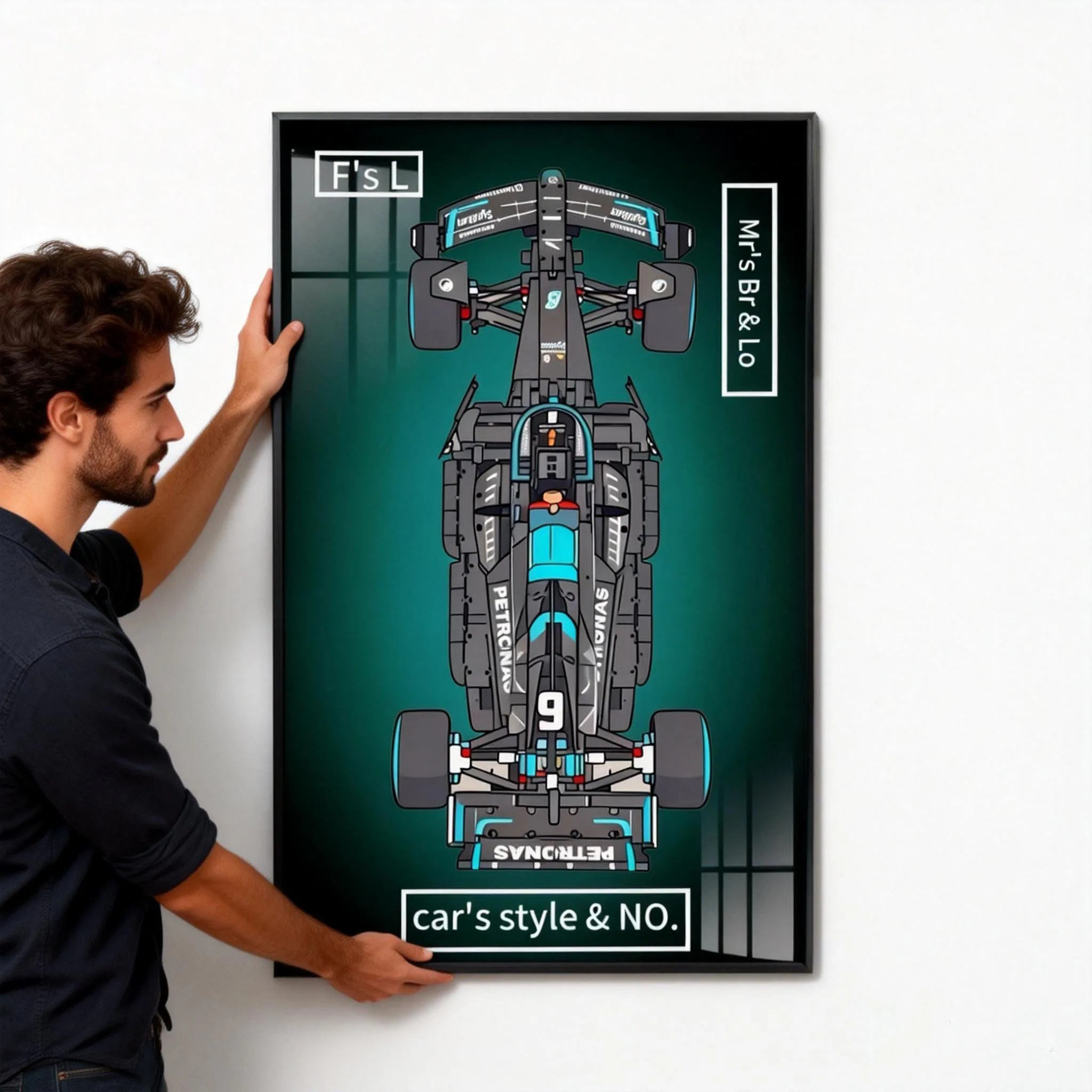 NEW Display Wallboard suitable for LEGO 42171 Mercedes-AMG F1 building block car model Wall Mount Display box Photo Frame