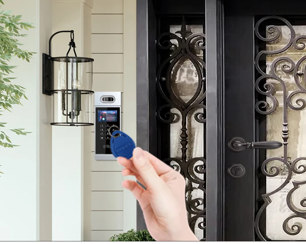 أمن المنزل نظام التحكم في الوصول 8 الشقق IP TCP فيديو باب الهاتف نظام اتصال داخلي 7 بوصة تعمل باللمس التعرف على الوجه ل #5