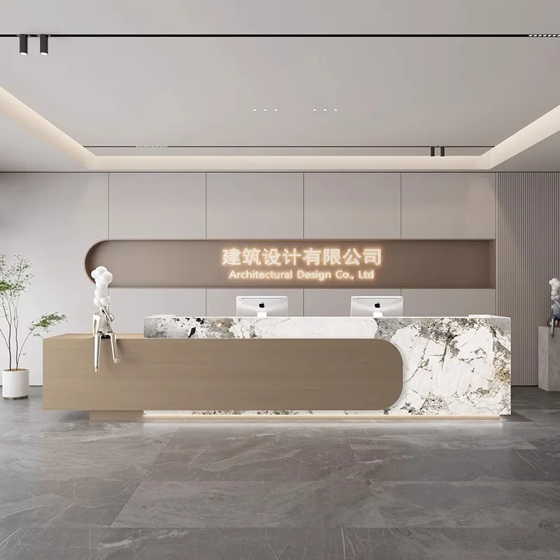 

European Retro Style Reception Desks Fashionable Exquisite Reception Desks Office Furniture Sportello Di Ricevimento YSJDT