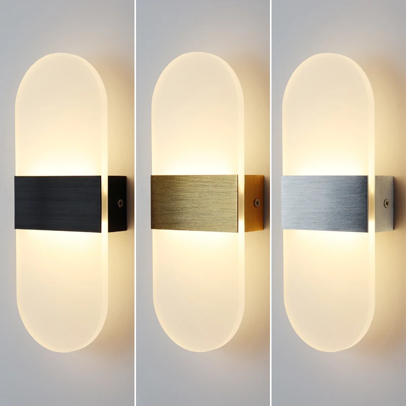 Modern style indoor LED aluminum body matte acrylic hotel corridor bedroom bedside right-angle rounded wall lamp