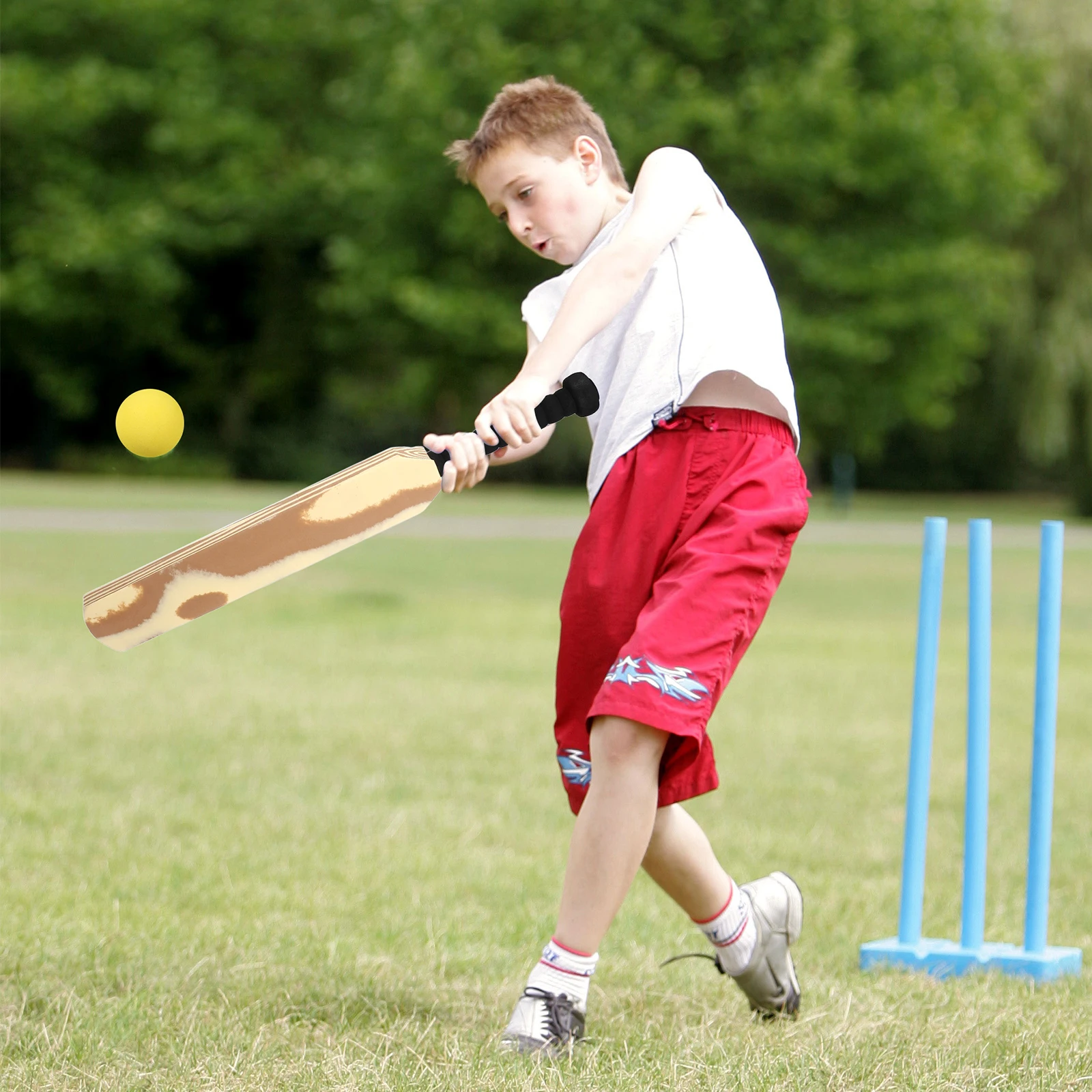 

EVA Set 24 Inch Wood Grain Bats Balls Durable Lightweight Kids Toys Activities Sports Game Fitness Play