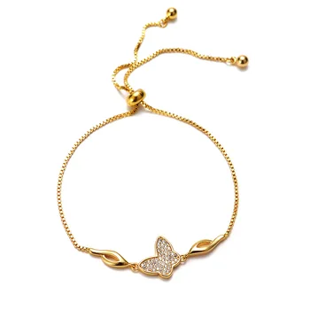 AU999 gold bracelet ladies 24K pure gold butterfly diamond wrist chain simple fashion girlfriend bracelet