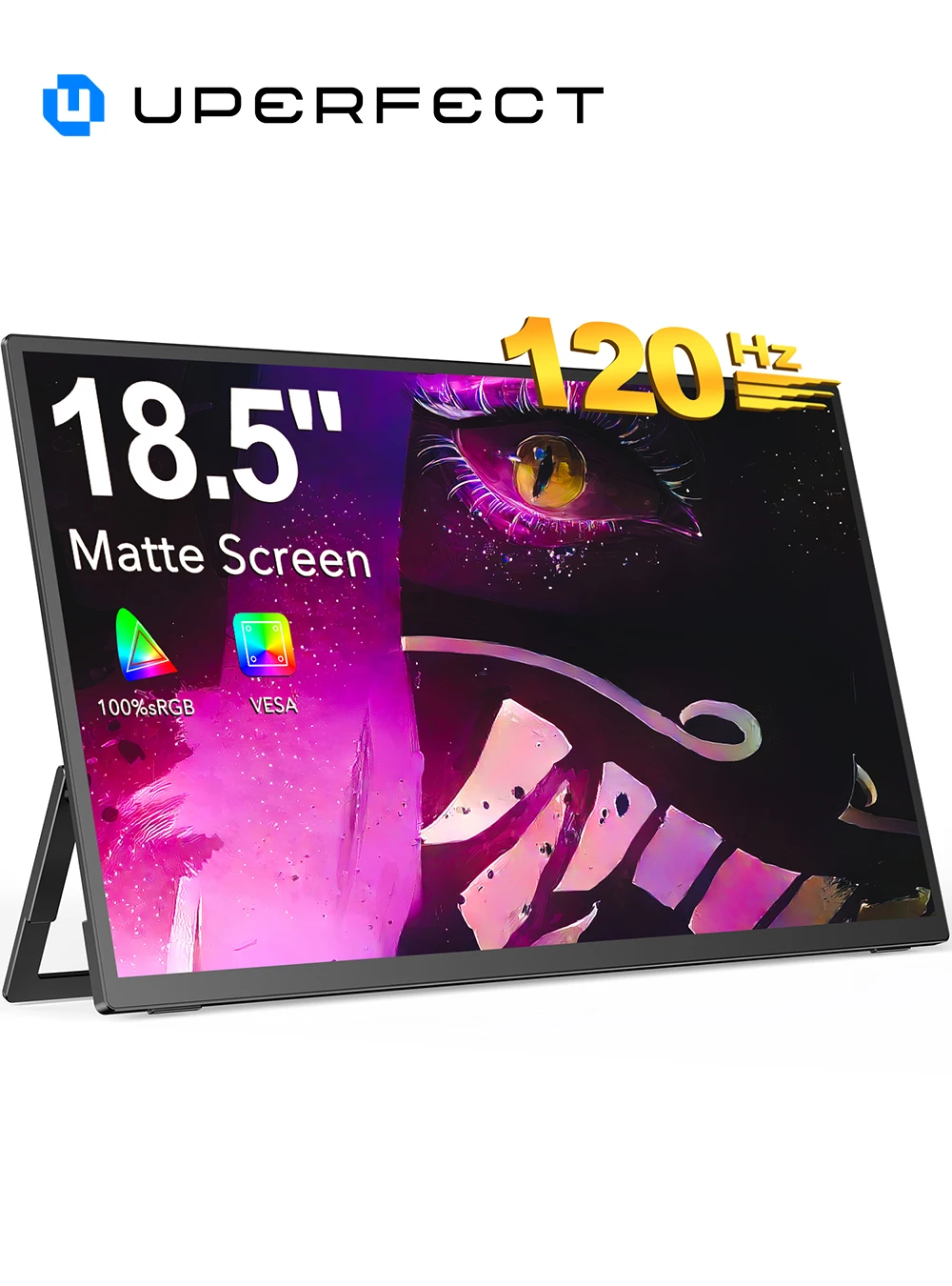 UPERFECT 18 UMAX 120hz 18.5 polegadas monitor portátil Exibição portátil 1080p FHD Screen 100% SRGB Gamute com o suporte de elevação giratório do tipo USB tipo C mini Hdmi VESA para o switch xbox ps4 ps5 laptop mac PC