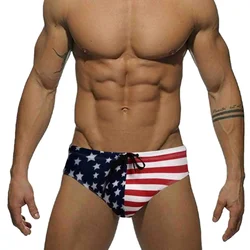 Maillot de bain avec drapeau américain pour hommes, culotte de natation, taille basse, culotte, sous-vêtements, Sexy, Bikini, plage, Surf