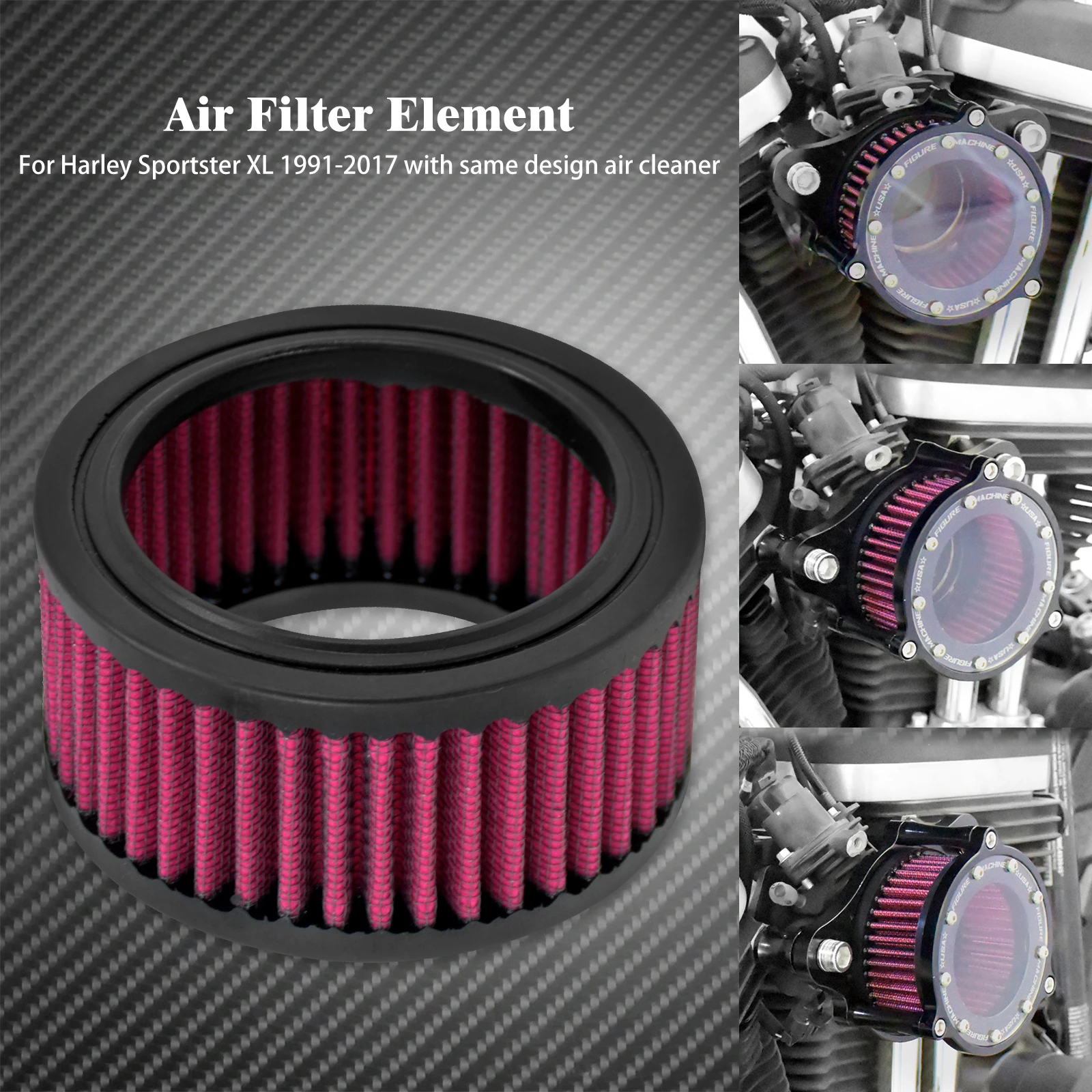 

Элемент воздушного фильтра мотоцикла, красный воздухоочиститель, замена для Harley Sportster XL 883 XL1200 72, Forty Eight Roadster 1991-2022