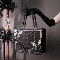 Sacola Gothic Butterfly Deco para mulheres, bolsa crossbody feminina Punk, bolsa de ombro funky, bolsa para meninas