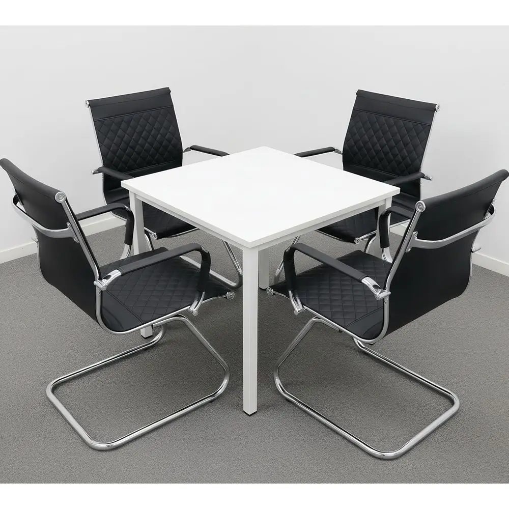 

Executive Leather Conference Room Chairs Set of 4 with High Back Support, Black