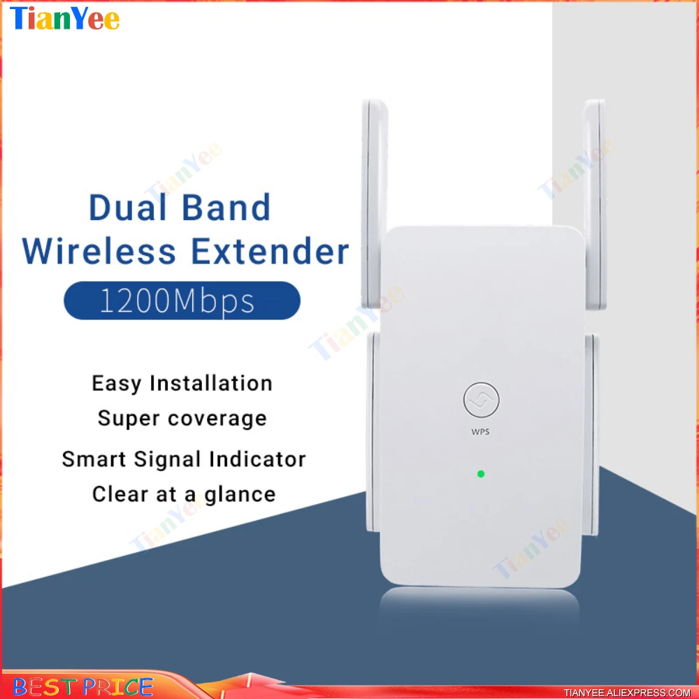 2.4G + 5G AC1200 Dual-Band Wireless Extender WiFi Repeater Booster 1200M WIFI Amplifier Signal Access Wi-Fi Repetidor Adapter