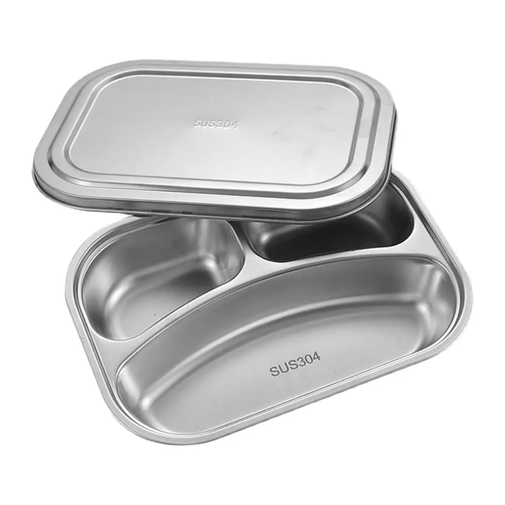 304 stainless steel dinner plate compartment with lid lunch plate