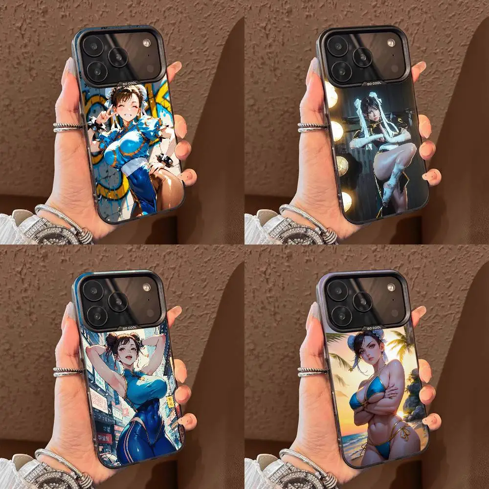 

S-Street F-Fighter Chun Li Phone Case For iPhone 15,16,12,14,13,17,11,E,Max,Plus,Air,Pro,Mini Black Tpu Cover