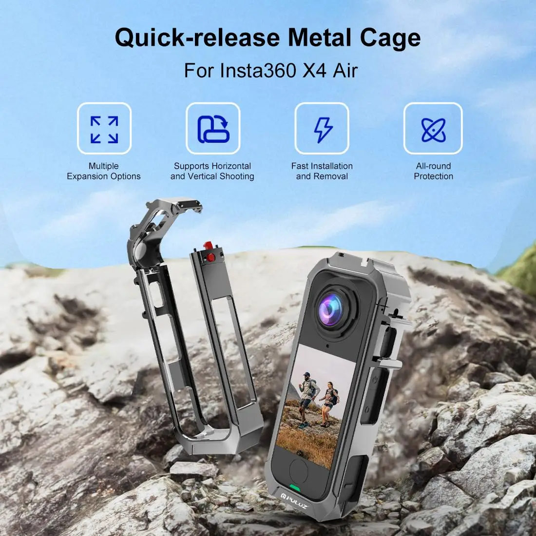 �y�Z�[�����zInsta360 X4 Air�pPULUZ���^���ی�P�[�W���O�n�E�W���O�t���[���i�g���R�[���h�V���[�x�[�X�t���j