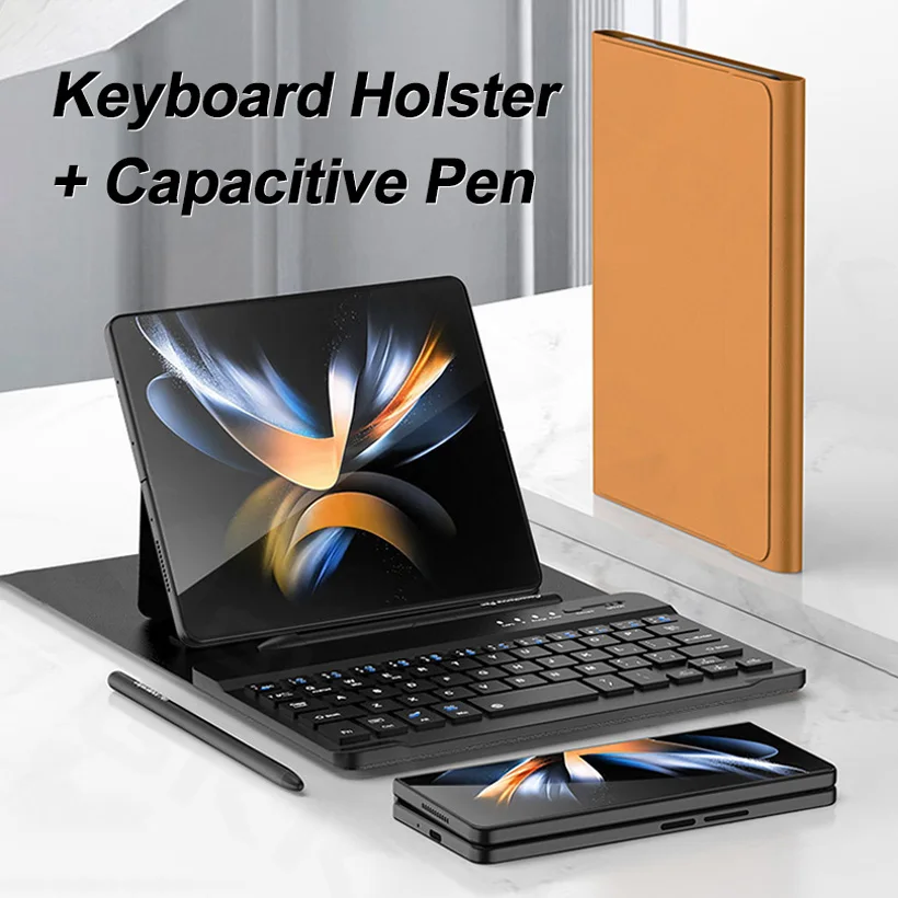 PU Leather Wireless Keyboard Fold Case For Samsung Galaxy Fold 5 4 3 2 Magnetic Fold Stand Cover Keyboard With Mouse Stylus Pen