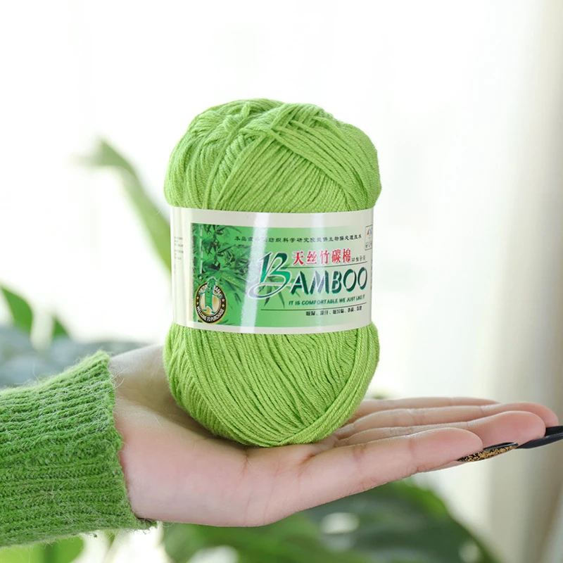 50g/palla morbido liscio filato di cotone di bambù naturale tessuto a mano cotone bambino Crochet Yars tessuto a maglia cappello maglione lavorato a