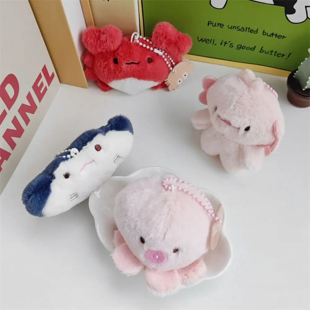 Adorável pelúcia organismos marinhos chaveiro raio peixe polvo boneca de pelúcia chaveiro dos desenhos animados macio engraçado peixe pingente mochila decoração