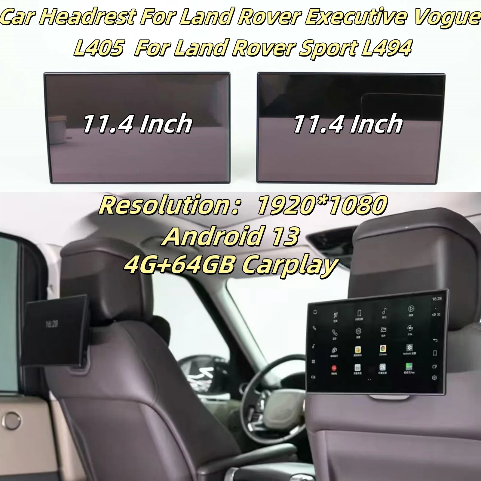Android Car Headrest HD Screen For Land Rover Executive Vogue L405 For Land Rover Sport L494 Multimedia Rear-Seat Infotainment