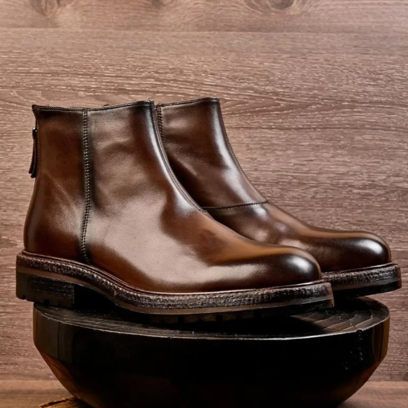 British Style Mens Chelsea Boots Luxury Handmade Quality Comfortable 2026 Autumn Fashion Round Toe Business Social Shoes Man