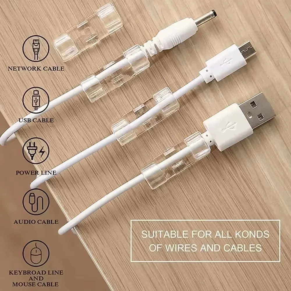 20-60PCS Cable Clips Organizer Wire Management Holder USB Charging Data Cable Spool Wall Mount Hook for Home Office