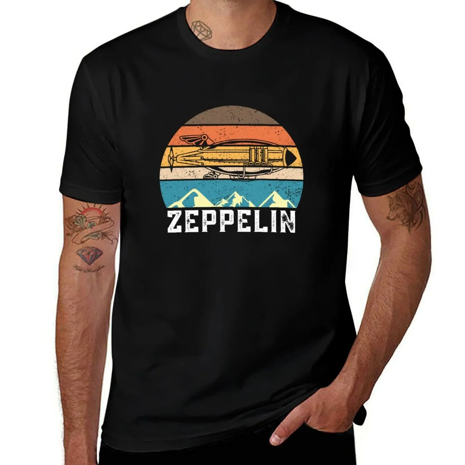 hot air balloon flying over the mountain T-Shirt Classic Graphic Short Sleeve Top T-Shirt