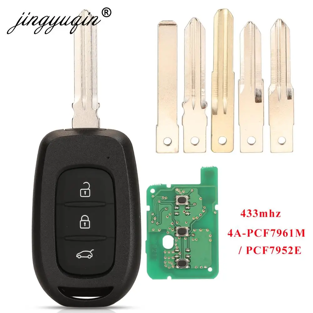 Mando a distancia para coche jingyuqin con Chip PCF7961M HITAG AES para Renault Sandero Dacia Logan Lodgy Dokker Duster 433MHz VAC102 HU136te