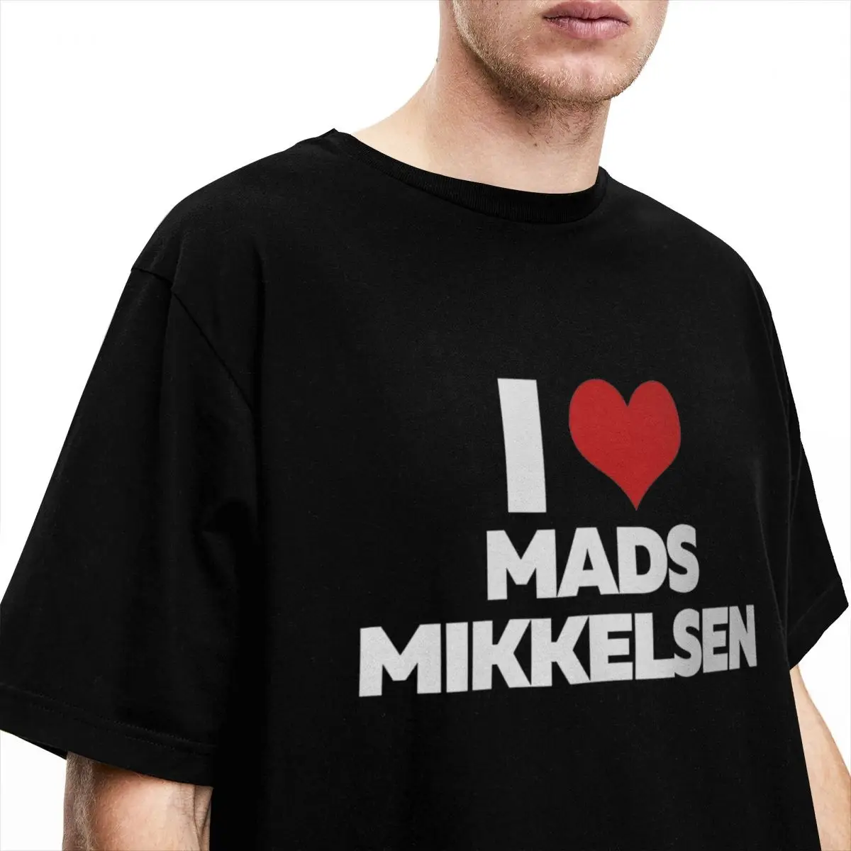 Men\'s I Love Mads Mikkelsen T Shirt Pure Cotton Clothing Fashion Short Sleeve Round Collar Tees Gift Idea T-Shirt