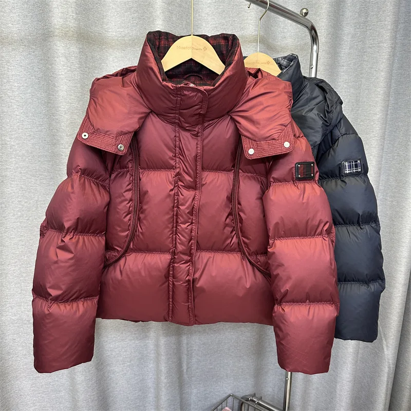 2025 Winter New Women's Down Jacket Commuter Splicing Grid 90 White Duck Down Jacket