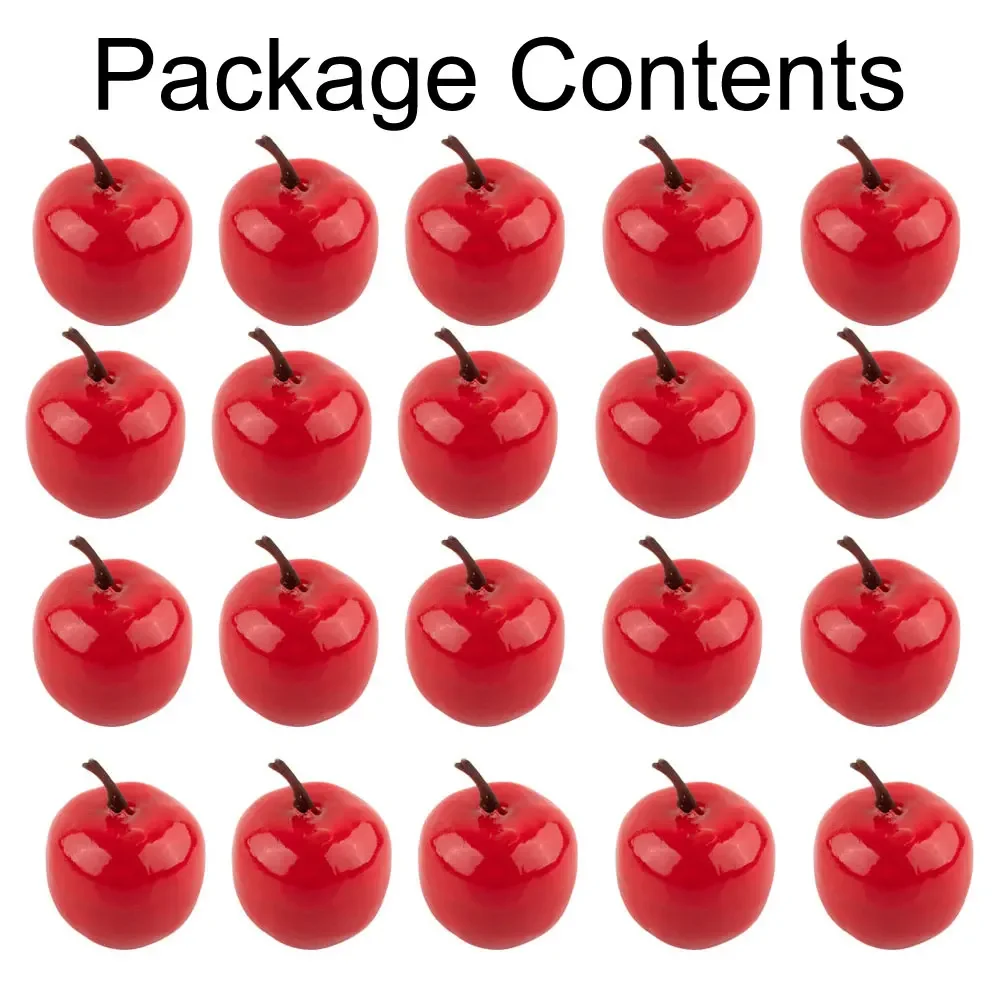 20pcs Artificial Apples Simulation Fruits Plastic Green Red Apples For Home Decors/Kitchen Tabletop Decoration/Photo Props