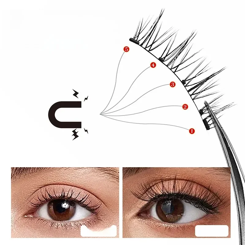 European and American Magnetic Suction False Eyelashes Without Glue Thick One Piece Magnet Two Pairs of Sets Simple Convenient