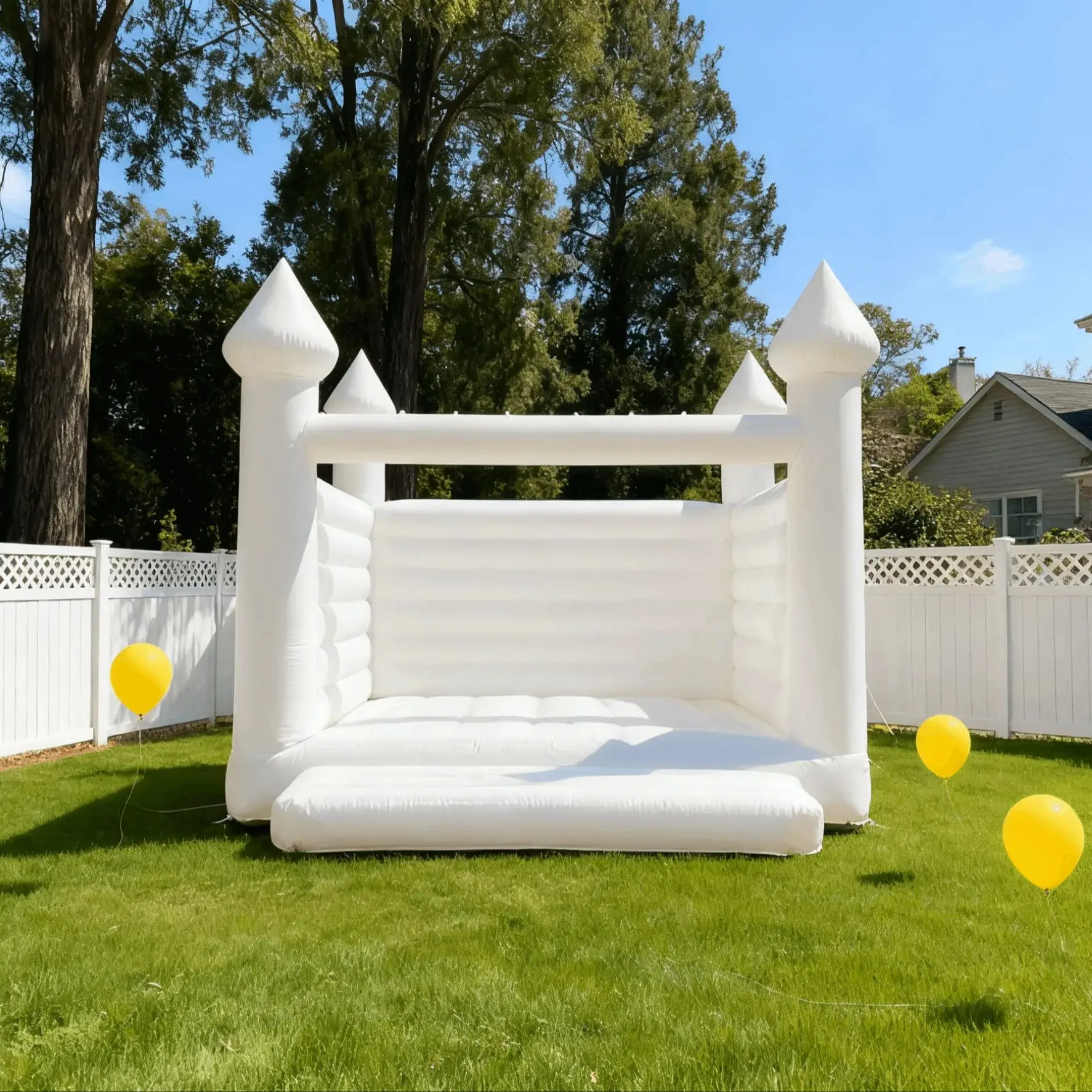 

white inflatable bounce house Kids' gift, birthday wedding party outdoor(with blower)