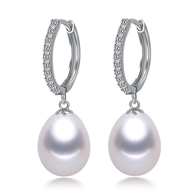 Trend Silver 925 Natural Freshwater Women\'s Pearl Earrings 2023 White Pink Purple Black