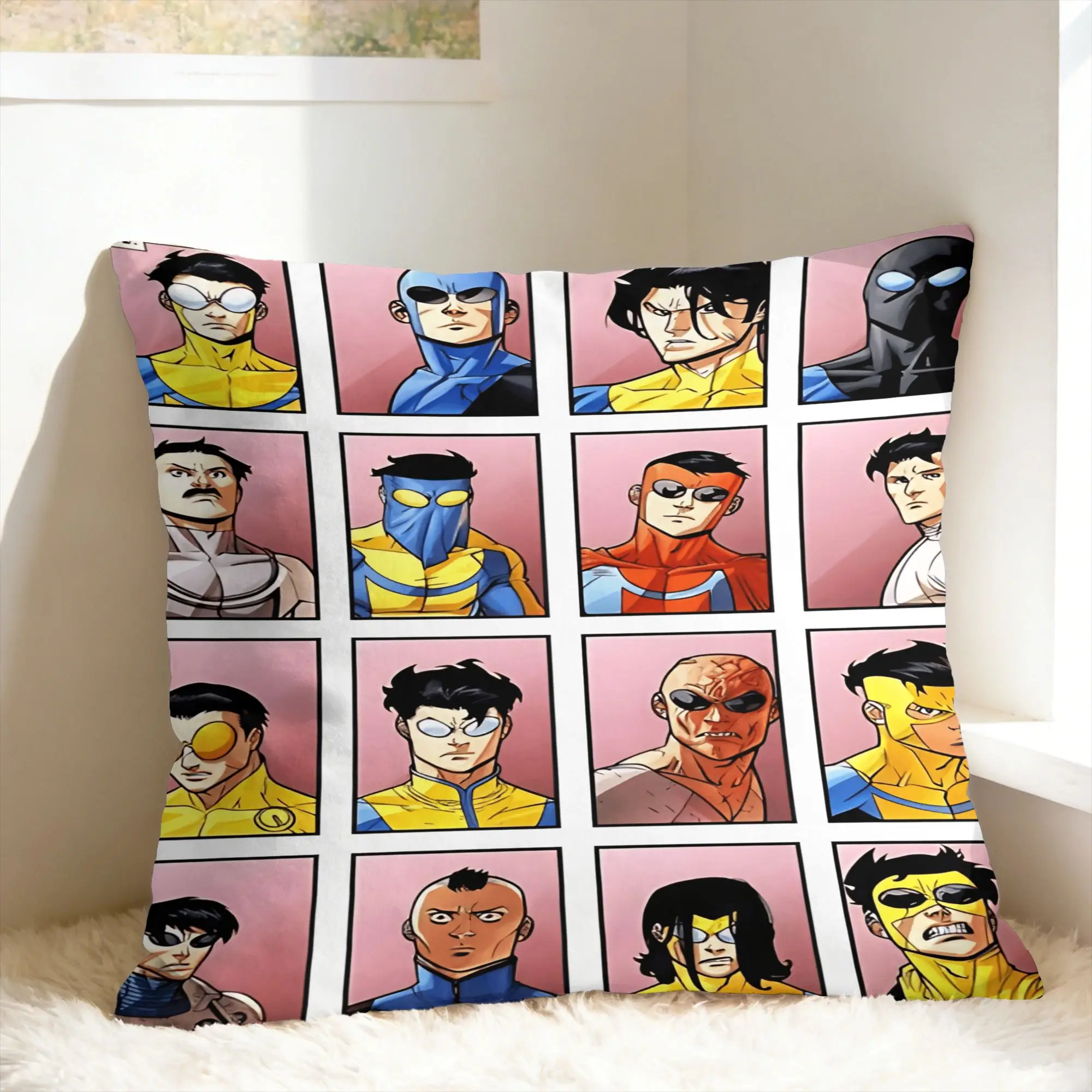 Pillow Cover Comic I-Invincible Hero  Funny Pillow Case For Sofa Couch Bed Living Room Pillowcases