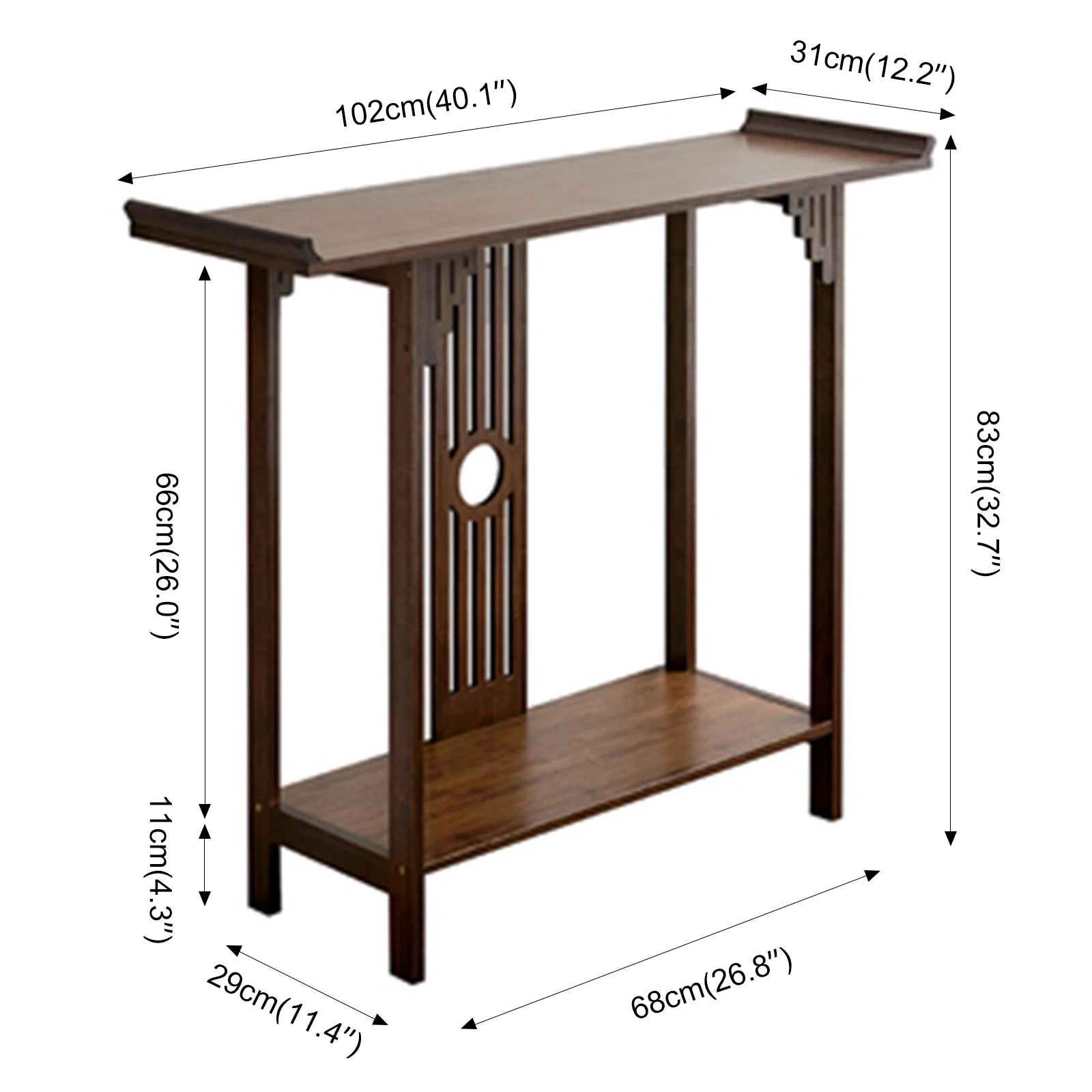 Table Console Vintage Étroite et Longue en Bambou, Meuble Moderne pour Entrée, Couloir et Salon