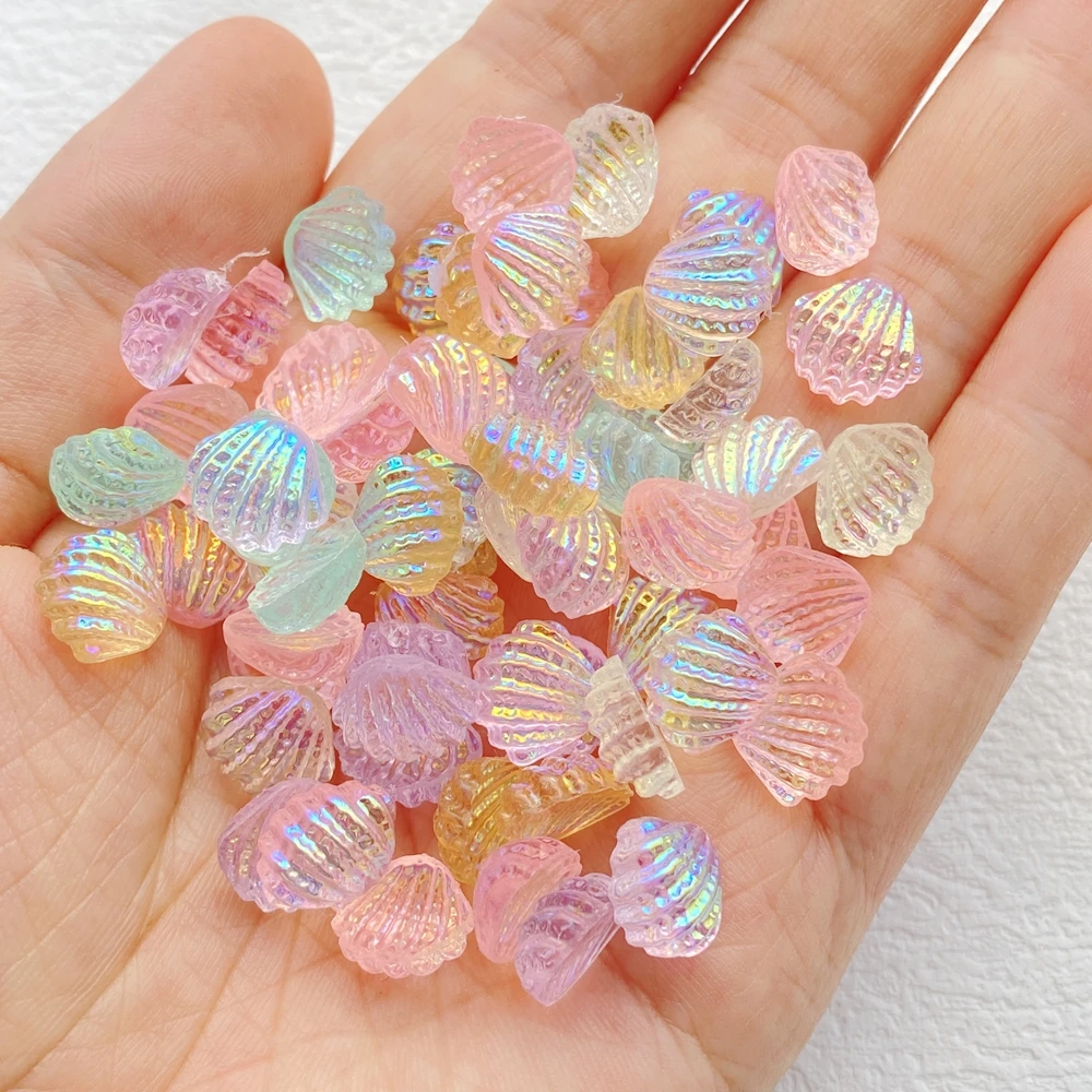 100 sztuk śliczne Mini Cartoon genialne muszle Nail Art żywica projektant Charms DIY Craft na ozdoby do paznokci 3D biżuteria