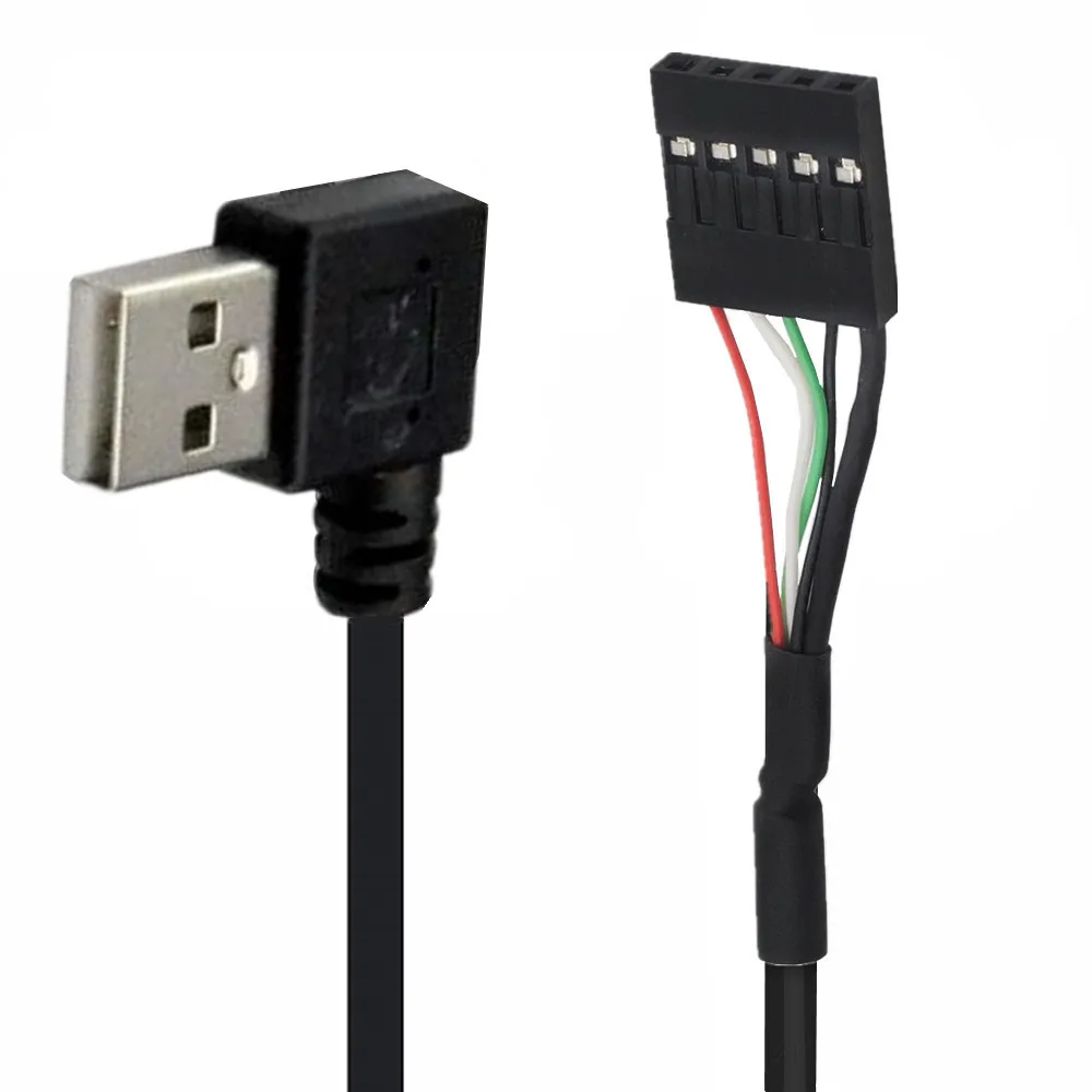 USB2.0 DuPont Cable AM ซ้าย Bend ด้านขวาชาย/DuPont 2.54/1*5P ทีเสียบยูเอสบี Baffle สายสายหลัก