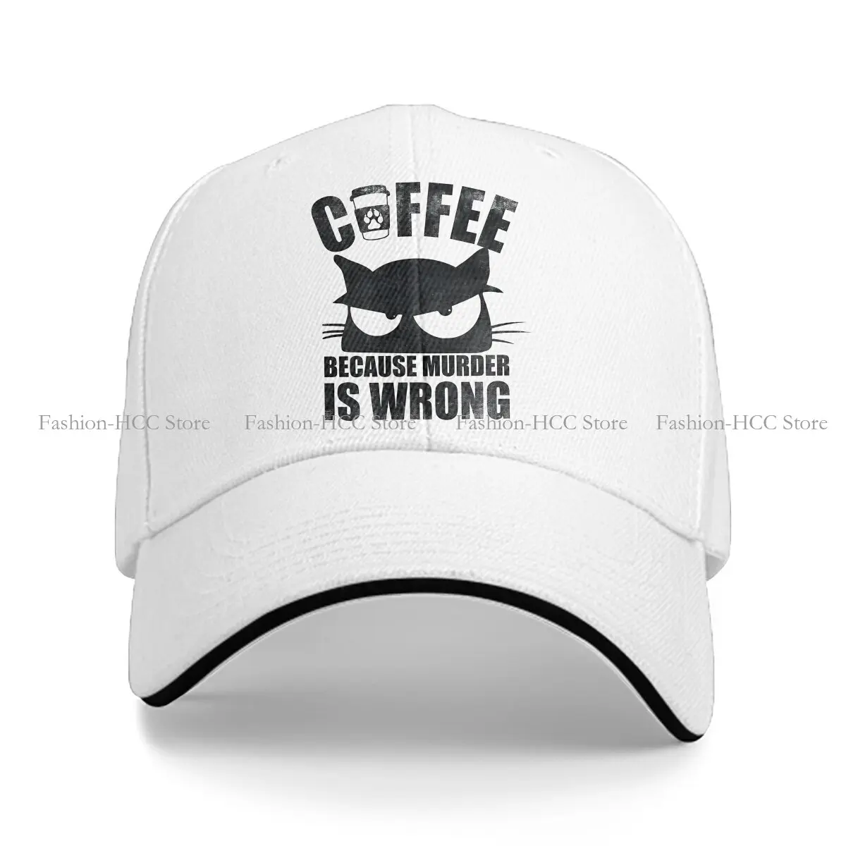 Pure Color Dad Hats Coffee Because Murder Is Wrong Coffee Hat Sun Visor Baseball Caps Black Cat Peaked Cap