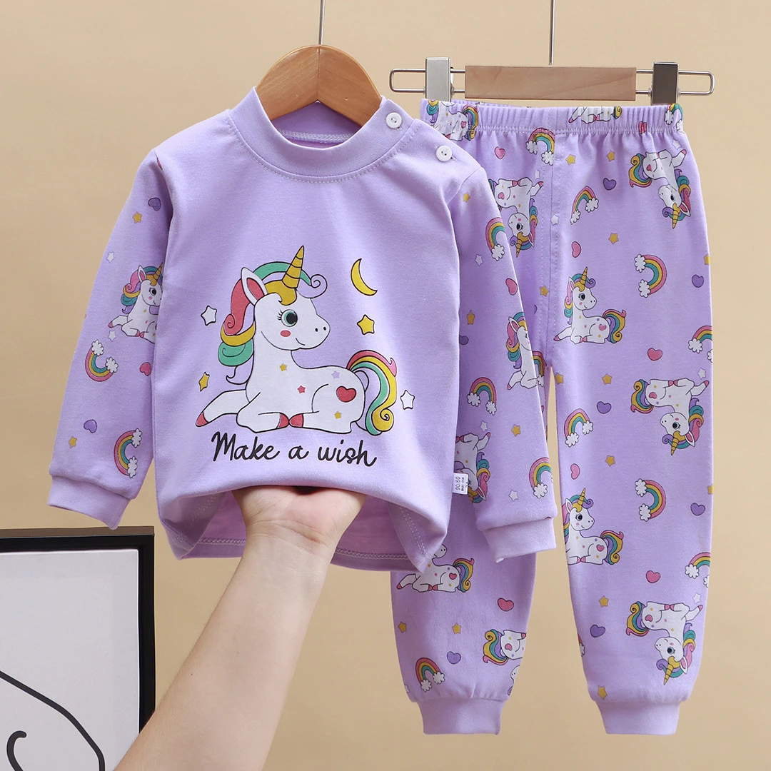 Children's Underwear Suit Autumn Home Clothes Toddler Costume Printed Cartoon Long Sleeved Set Baby Girl Pajamse Outfits 0-6 Age