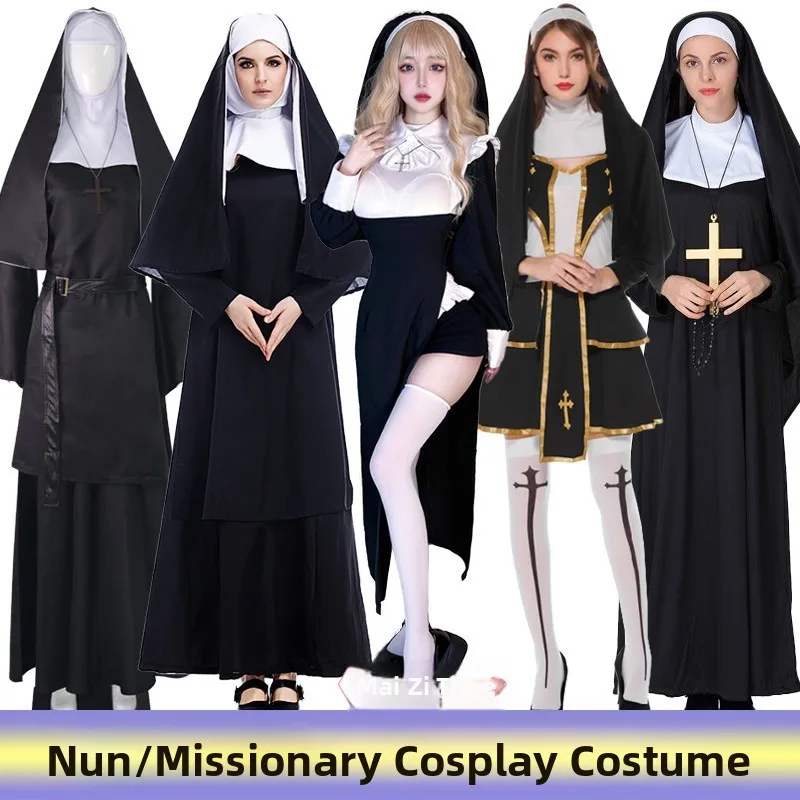 

Couple's Cosplay Nun Nurse Outfit Halloween Death Maid Tight Stage Long Robe Sexy Traditional Chinese Costume