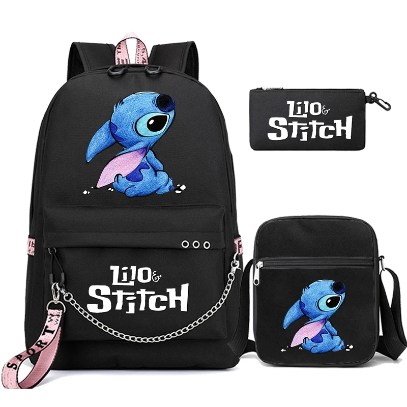 3Pcs/set Lilo Stitch Backpacks Printed Bookbag Travel Bag Student Teenagers Children Knapsack Boy Girl Schoolbag Daily Rucksack