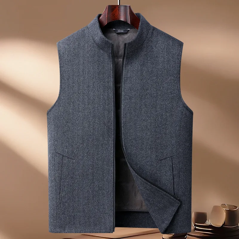 

High-Quality Wool Vest with Removable Duck Down Lining 2025 Autumn Winter Waistcoat Men's Business Casual Sleeveless Woolen Coat