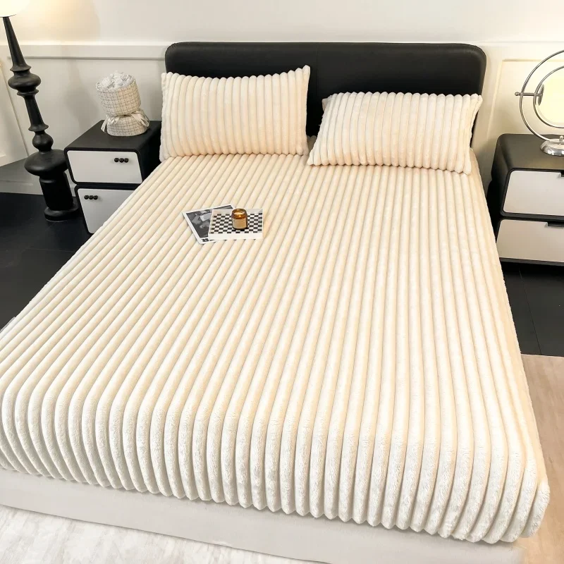 Thickened Keep Warm Autumn Winter Fitted Bed Sheet Set or Only 1 Pcs Fitted Sheets Queen Soft Thicken King Size Mattress Cover