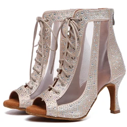 JuseDanc-Chaussures de brevà Talons Hauts pour Femme, Bottes de Jazz Noires, Strass, Mariage, 2023