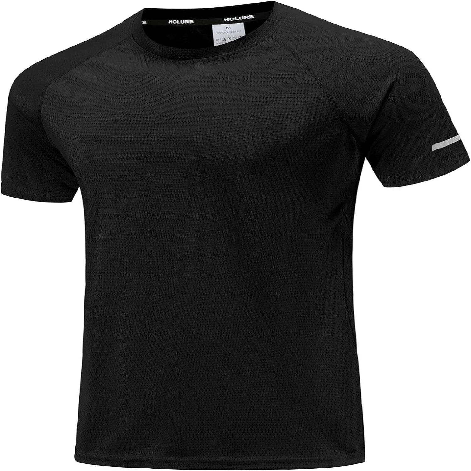 Holure's stylish men's short sleeve workout t-shirt in quick-dry mesh fabric, offering breathable and comfortable performance fo